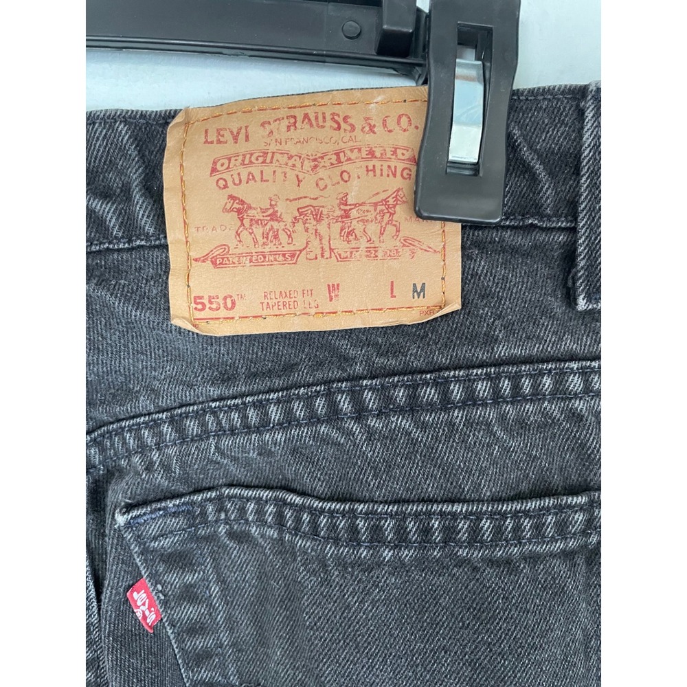 Vintage 1995 Levi's 550 Relaxed Fit Tapered Leg Jeans - Faded Black - Size 11 M - Picture 3 of 8